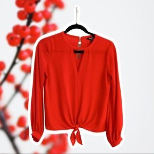 Express | Red Front Tie Blouse